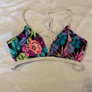 Tropical print bikini top